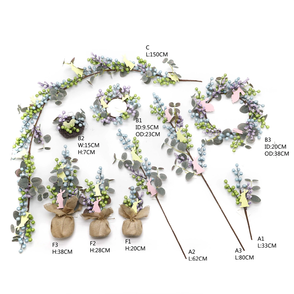 Artificial Garland Berry Garland Wood Chip Rabbit Garland Easter Decoration Garland