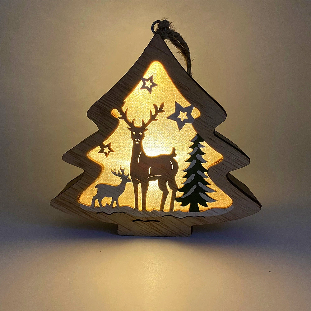 Wooden Christmas Tree Shape LED Hanging Lights for Home Decor