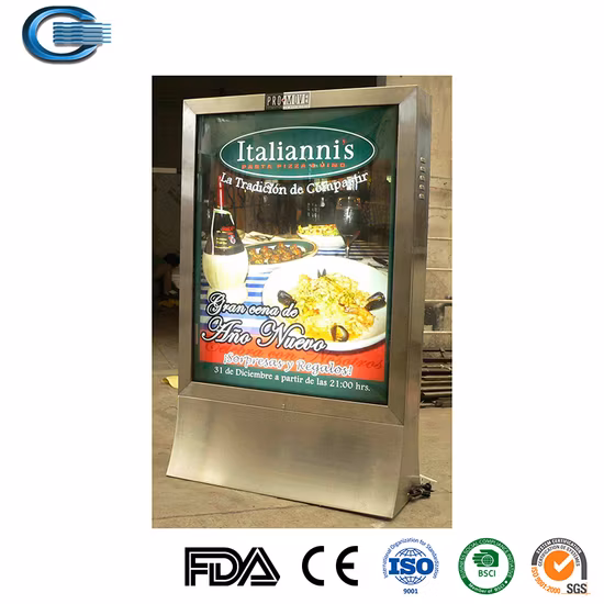 Les restaurants Huasheng affichent le panneau de menu Lightbox Outdoor Flexface Light Box
