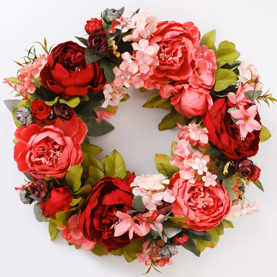 Guirlande de Simulation de pivoine, décoration de porte, anneau de porte, fleurs décoratives, fleurs en soie, guirlande de noël