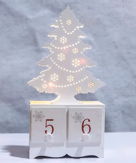 Lumière de calendrier LED avec arbre de noël, artisanat de décoration en bois